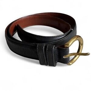 Coach women's navy leather belt with brass buckle size medium
